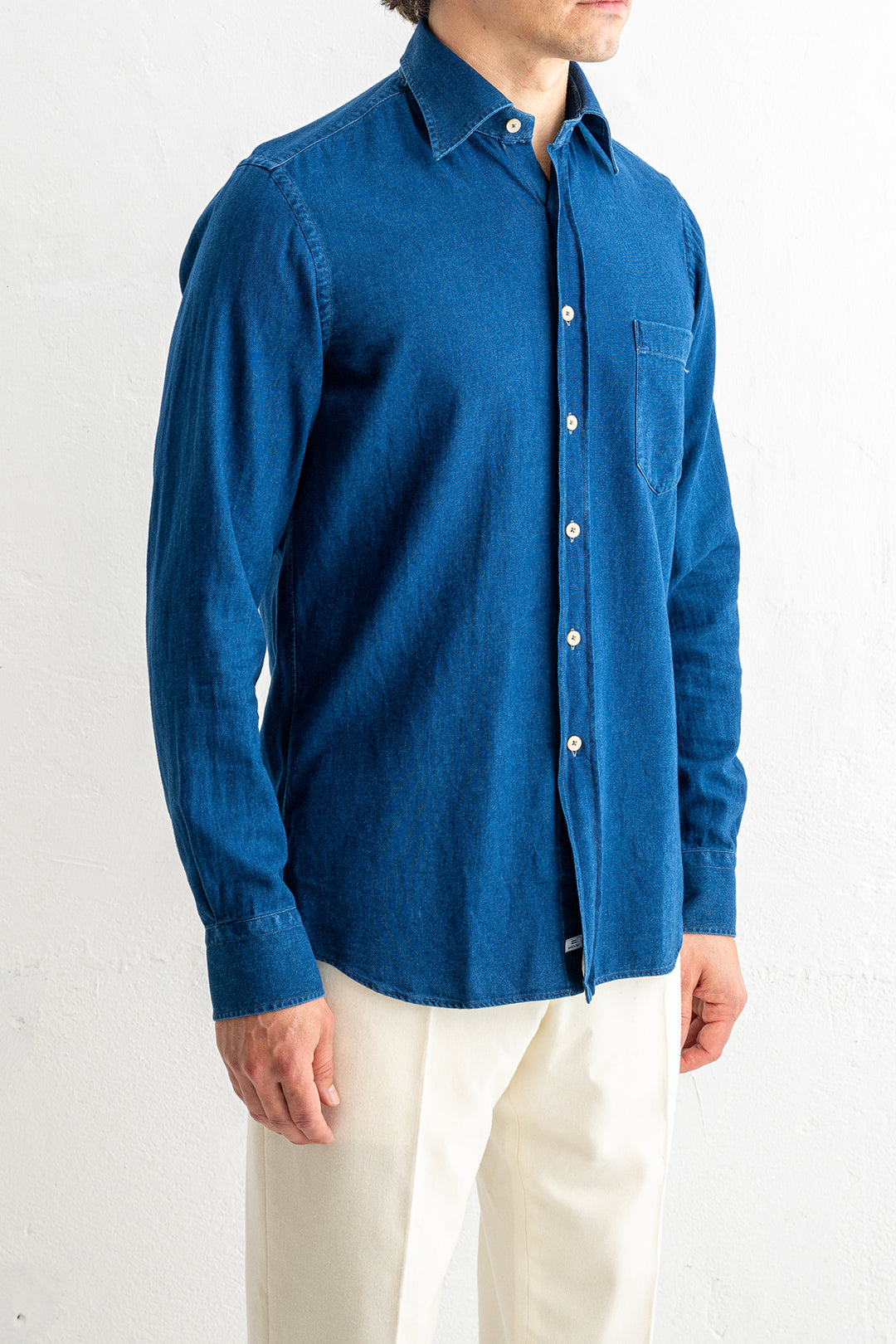 Luxury Cotton Denim Shirt MID BLUE