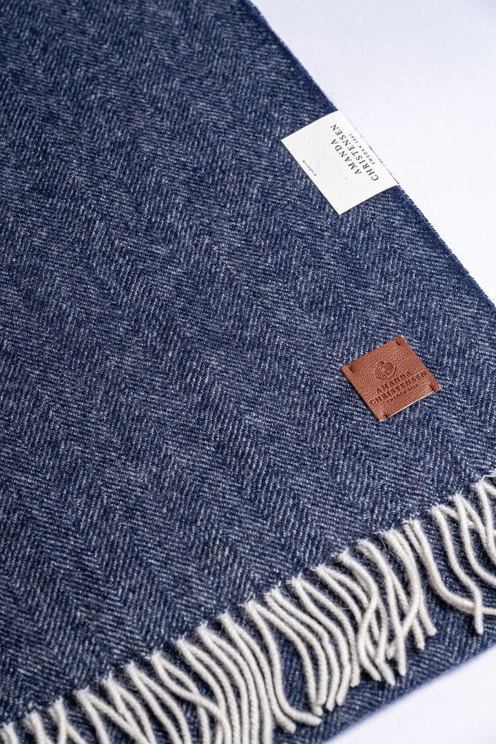 Double Face Wool Scarf Navy