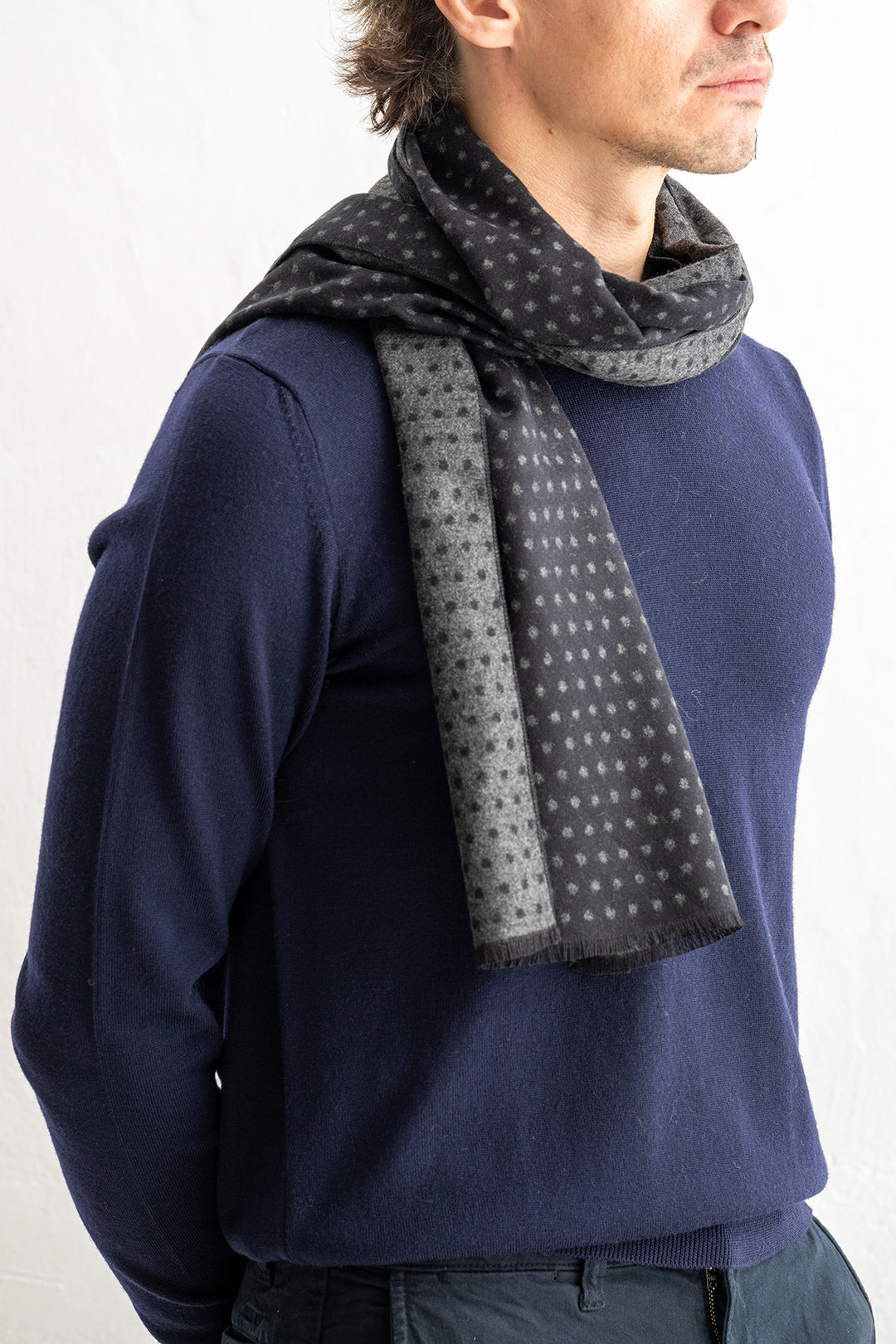 Double Face Silk Scarf Black