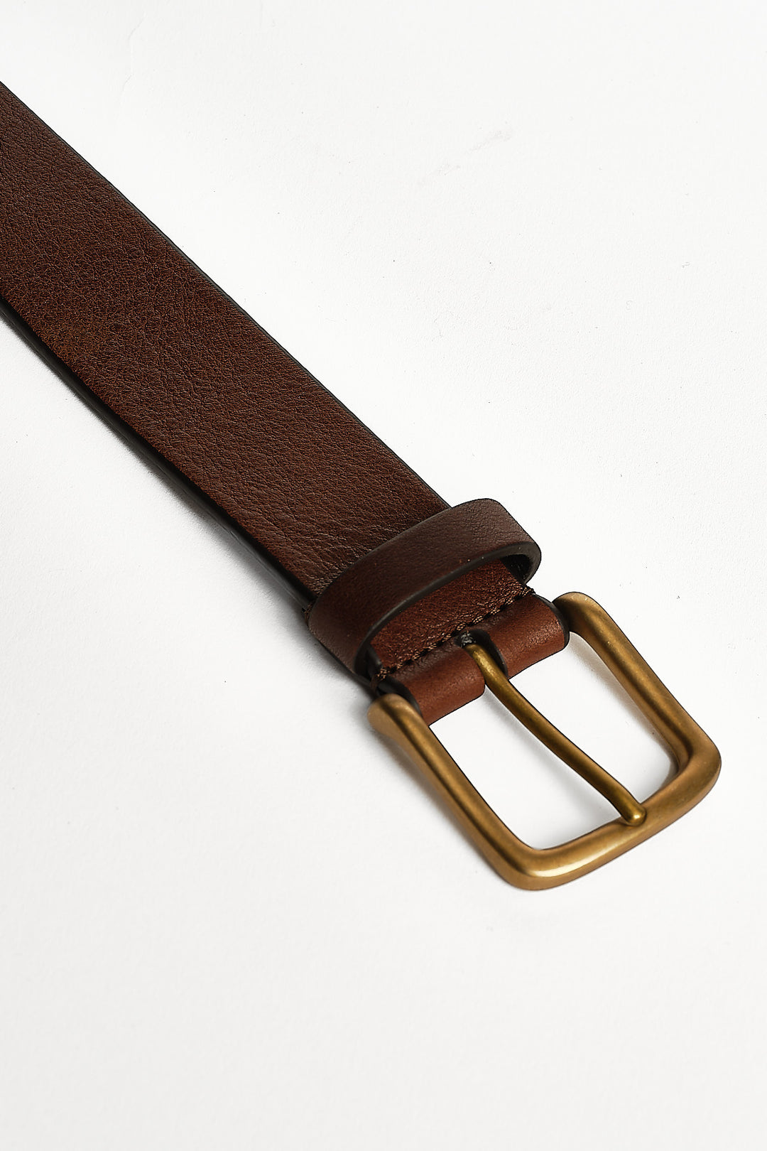 Casual leather belt 3,5 cm Brown – Anderson's, spänne och rem i närbild
