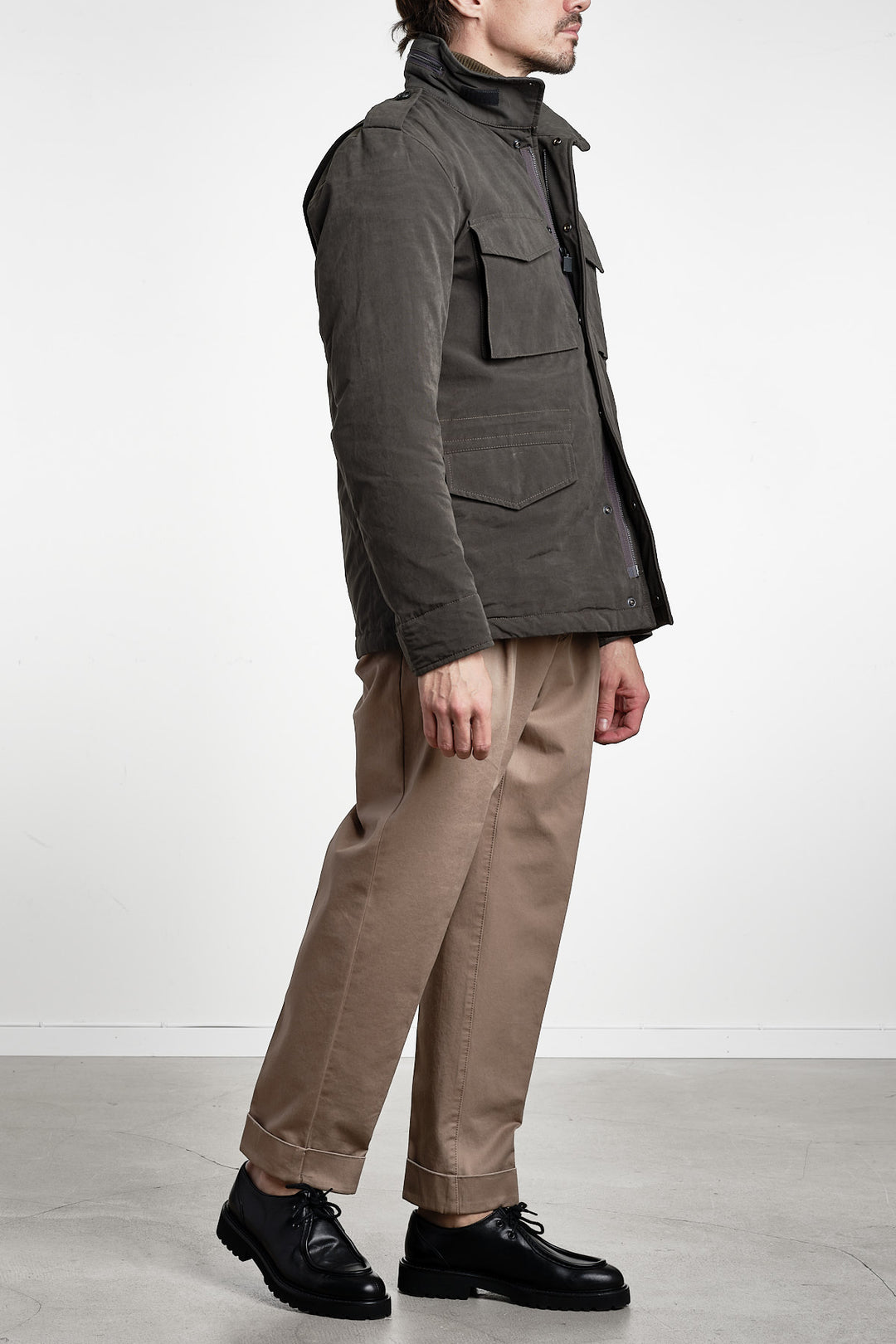 Minifield Cotton Jacket Grey – Aspesi, helfigur från sidan