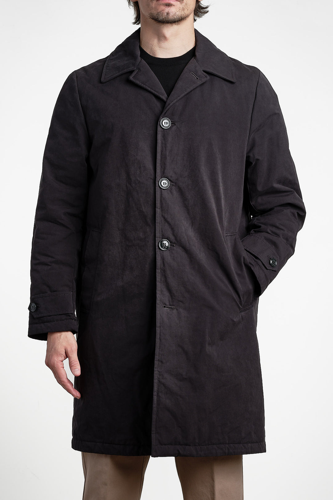 Oversized Pascal Coat Blue Black – Aspesi, framifrån