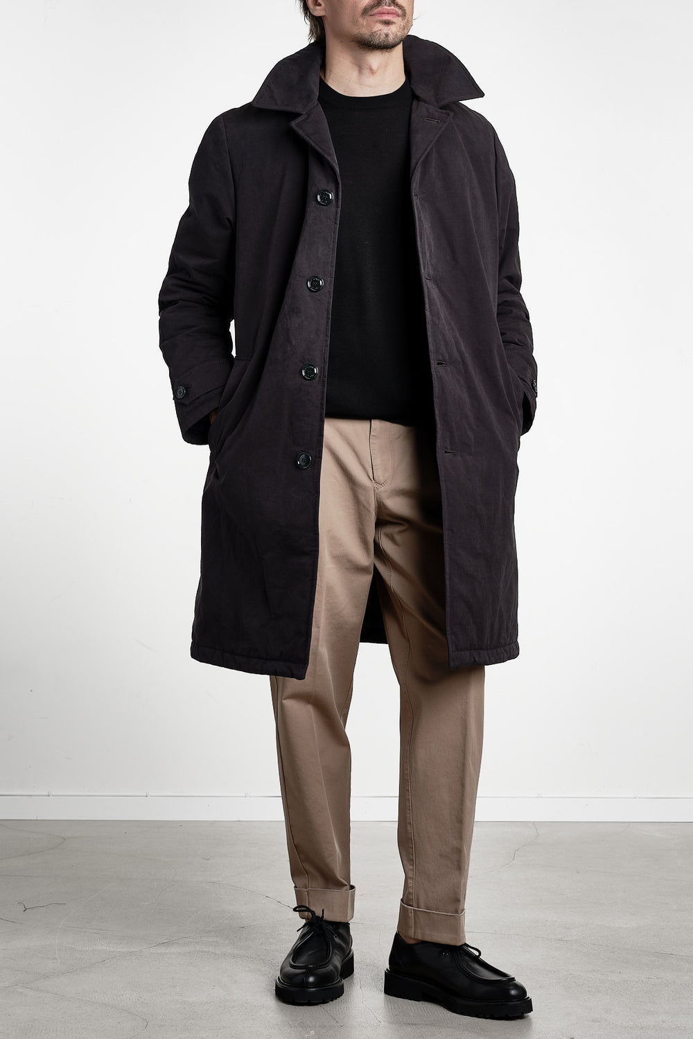 Oversized Pascal Coat Blue Black – Aspesi, helfigur framifrån