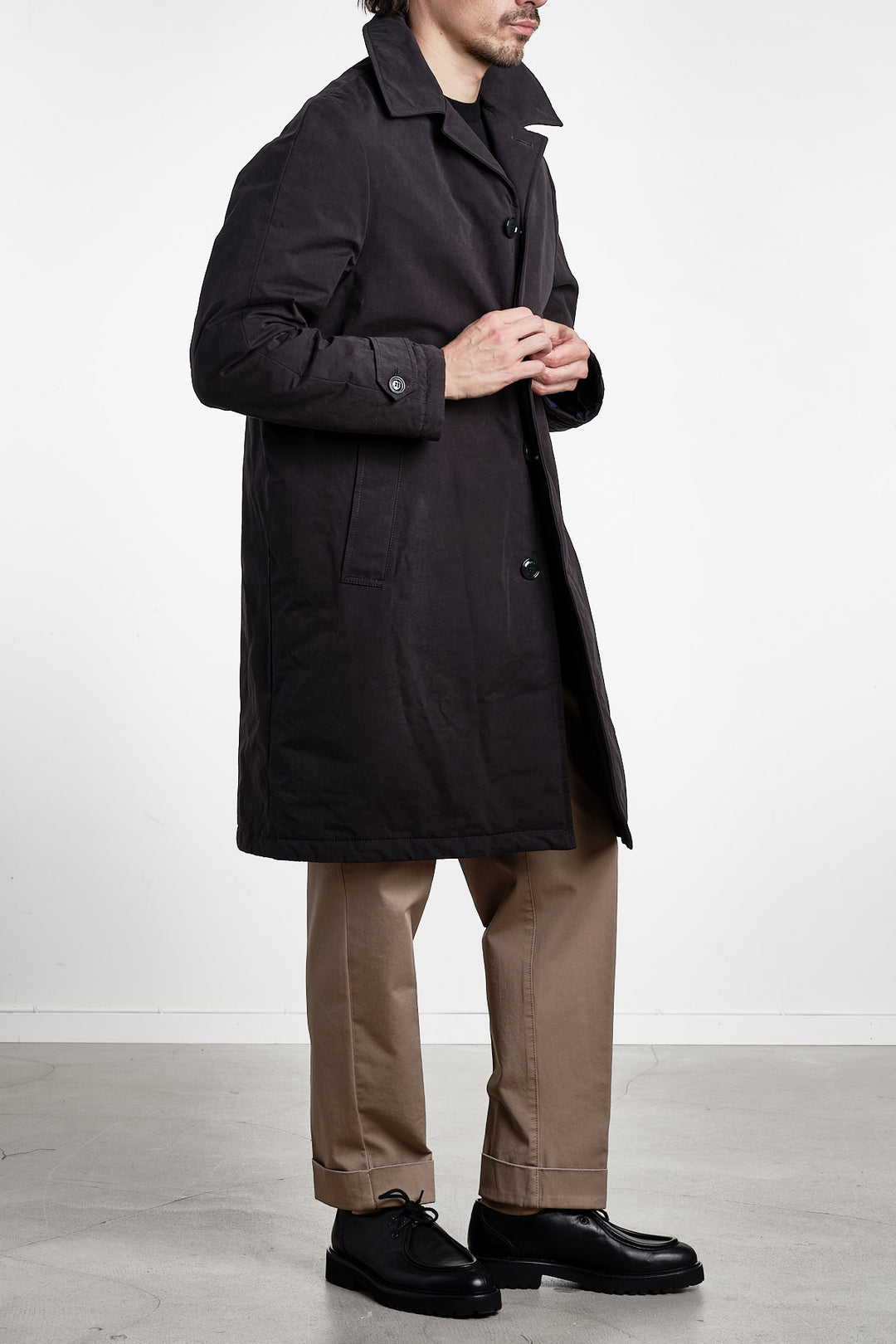 Oversized Pascal Coat Blue Black – Aspesi, helfigur från sidan