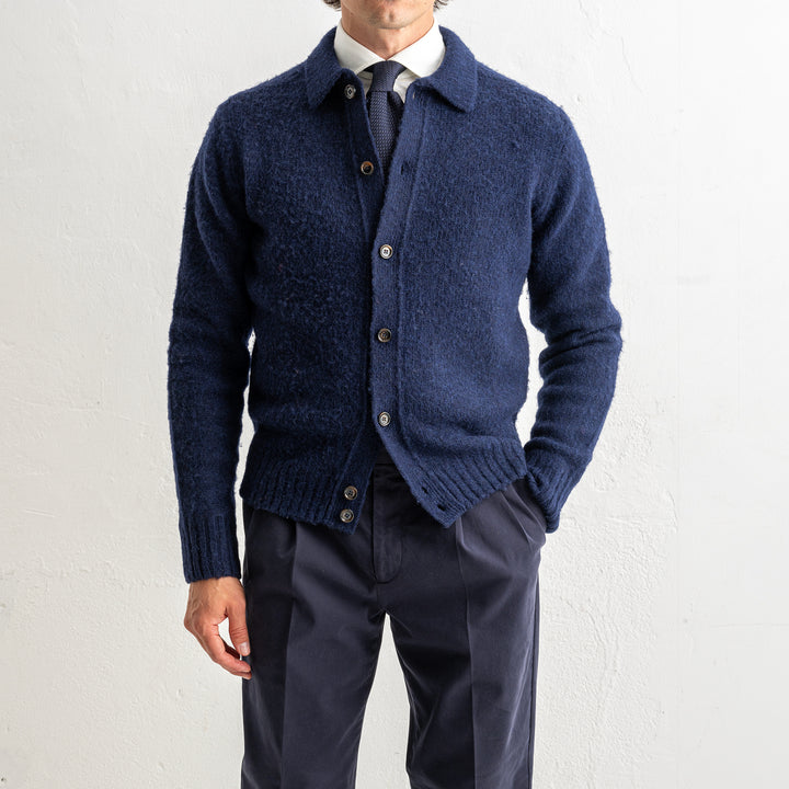 Knitted Lambwool Cardigan Navy