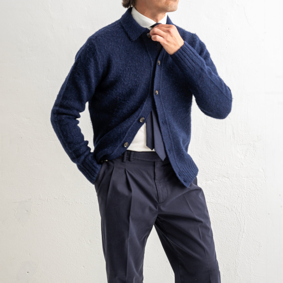 Knitted Lambwool Cardigan Navy