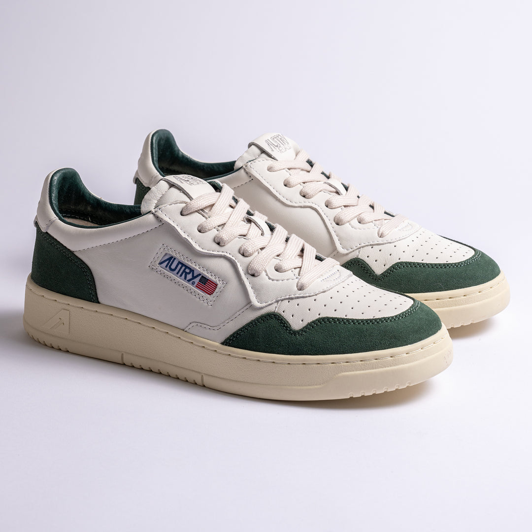 Medalist Goat Suede Sneaker White/Bottle