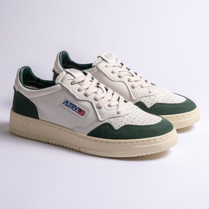 Medalist Goat Suede Sneaker White/Bottle