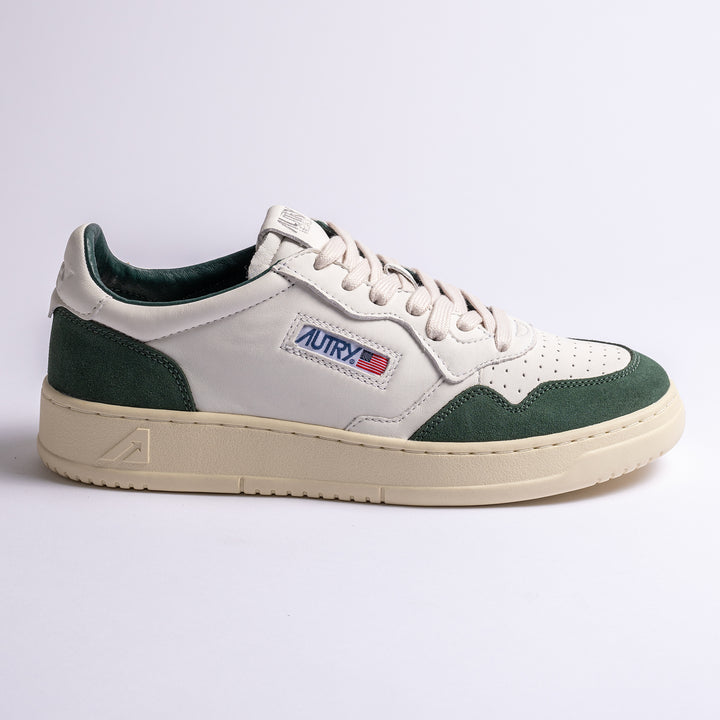 Medalist Goat Suede Sneaker White/Bottle