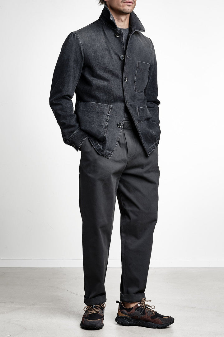 Overshirt Orno Stone – Barena, closeup på materialet