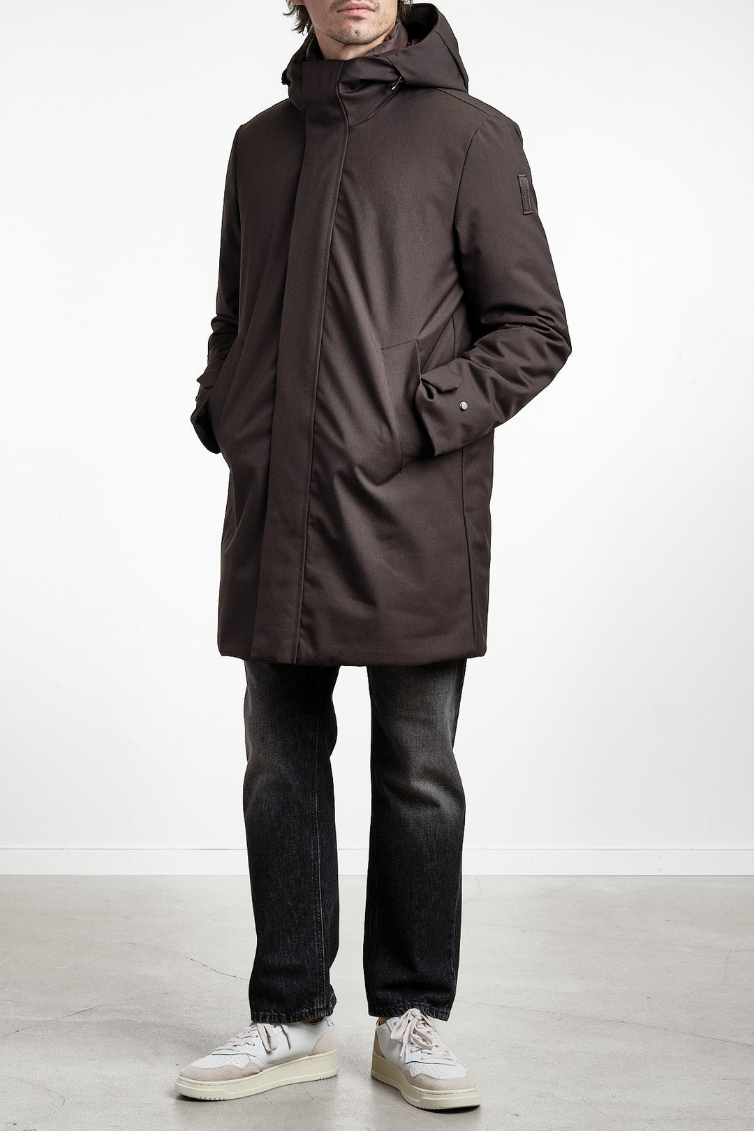 Hooded Parka Coffee – BOMBOOGIE, detalj