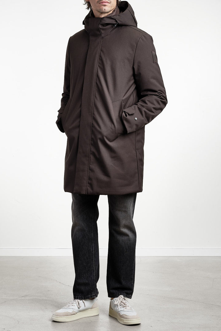 Hooded Parka Coffee – BOMBOOGIE, detalj