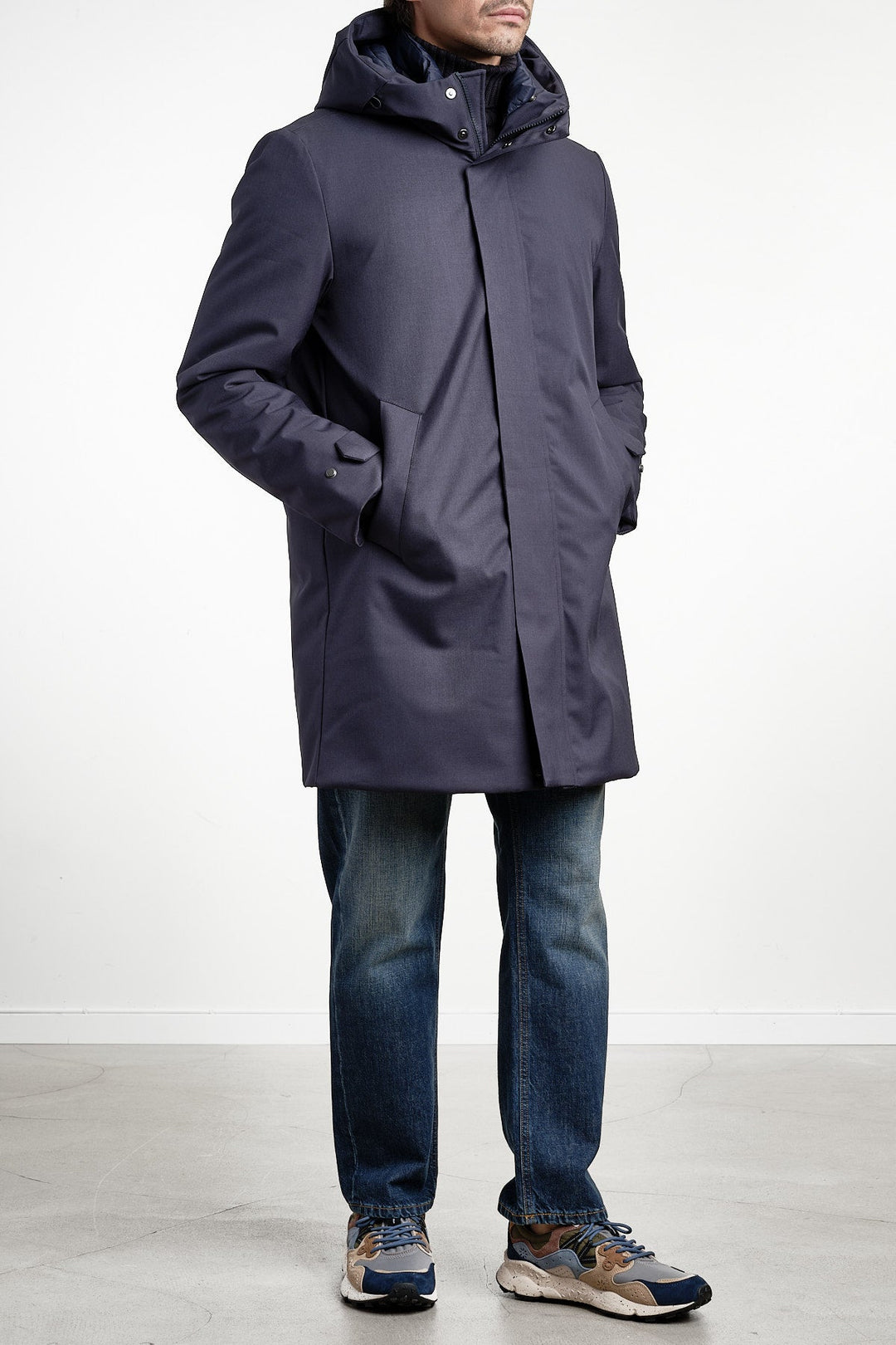 Hooded Parka Poseidon Blue – BOMBOOGIE, detalj