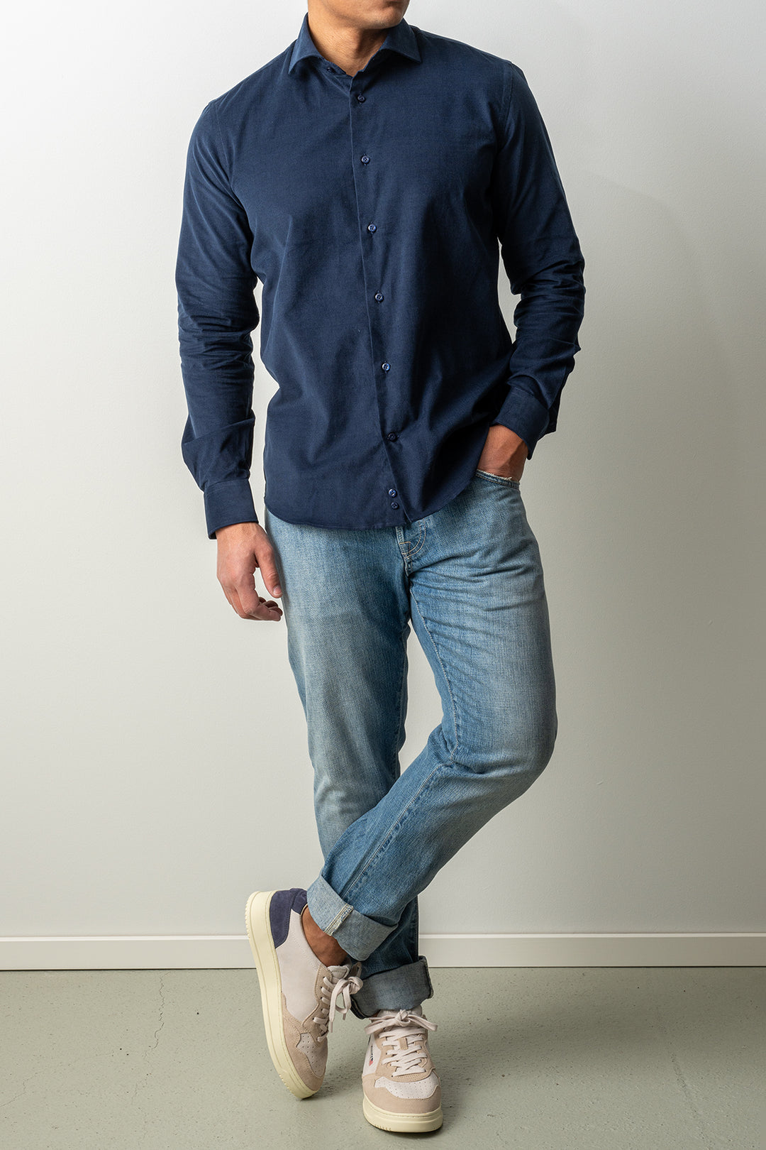 Baby Cord Cotton Shirt Navy