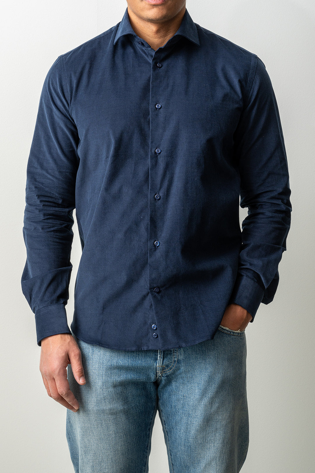 Baby Cord Cotton Shirt Navy