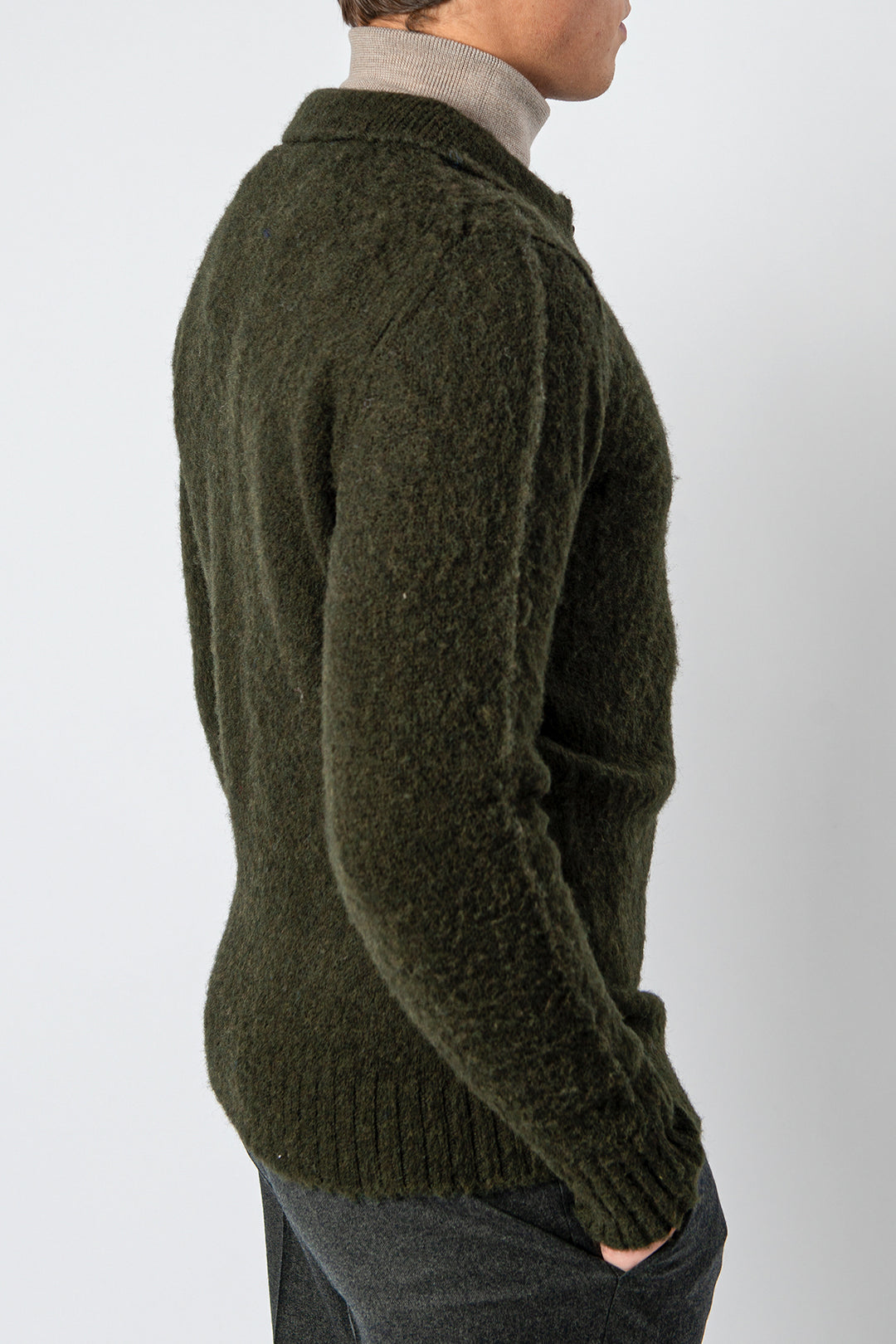Brushed Shetland Wool Sweater MILITARY