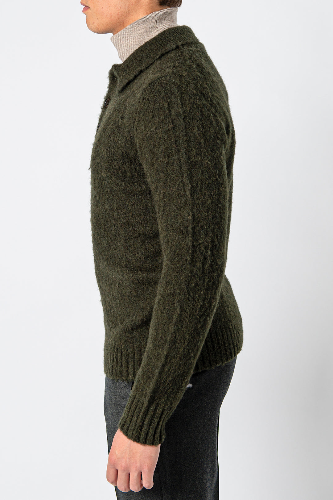Brushed Shetland Wool Sweater MILITARY
