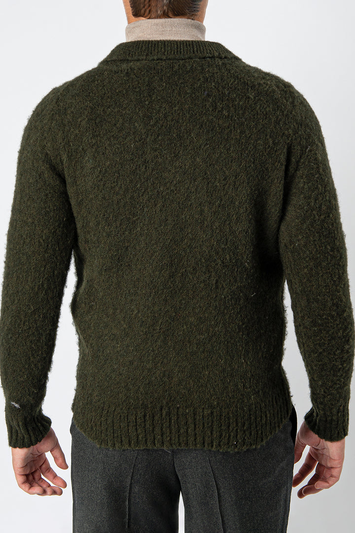 Brushed Shetland Wool Sweater MILITARY
