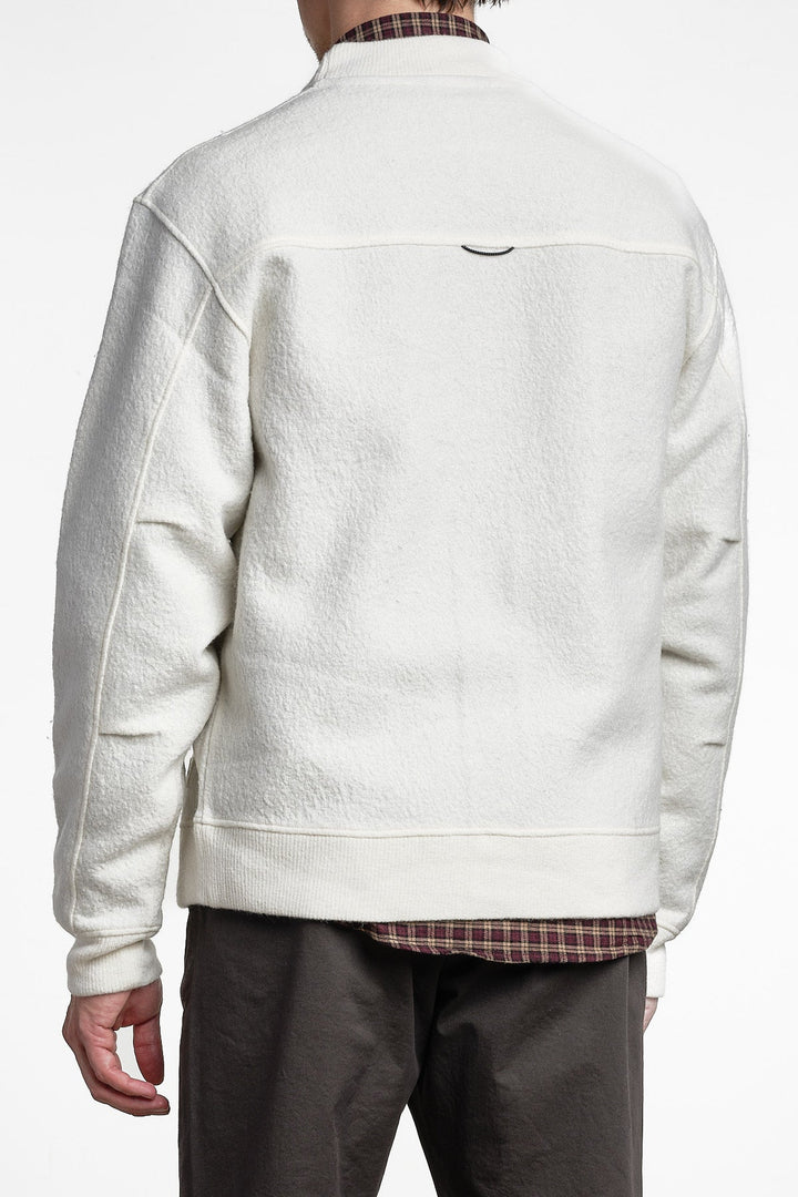 Seaham Boiled Wool Cardigan Off White – Cesar Equipment, från sidan