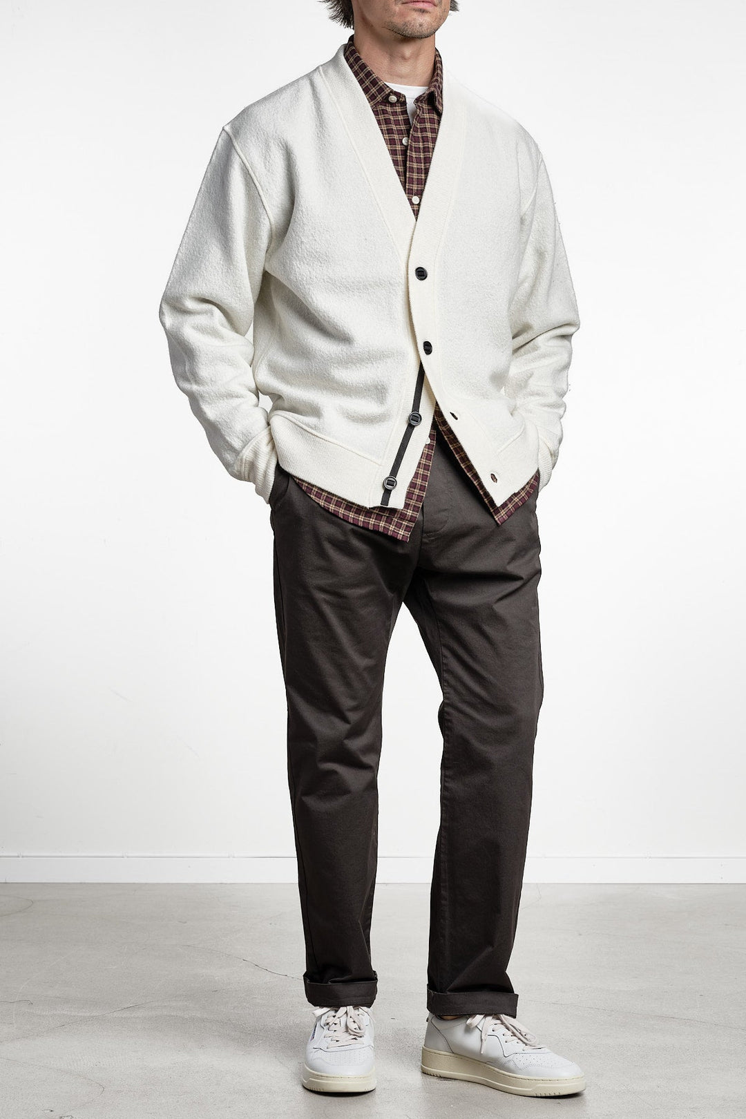 Seaham Boiled Wool Cardigan Off White – Cesar Equipment, detaljbild