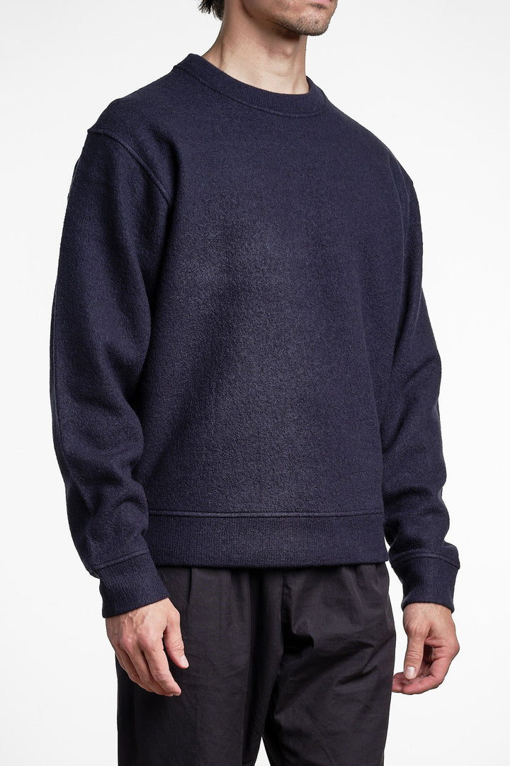 Seaham Boiled Wool Crew Navy – Cesar Equipment, bakifrån