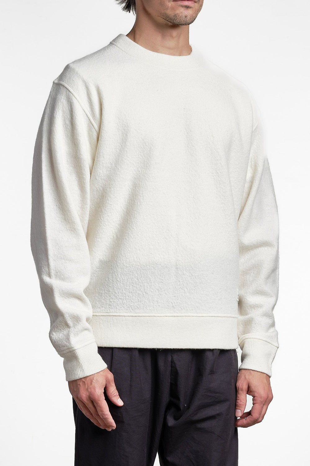 Seaham Boiled Wool Crew Off White – Cesar Equipment, bakifrån