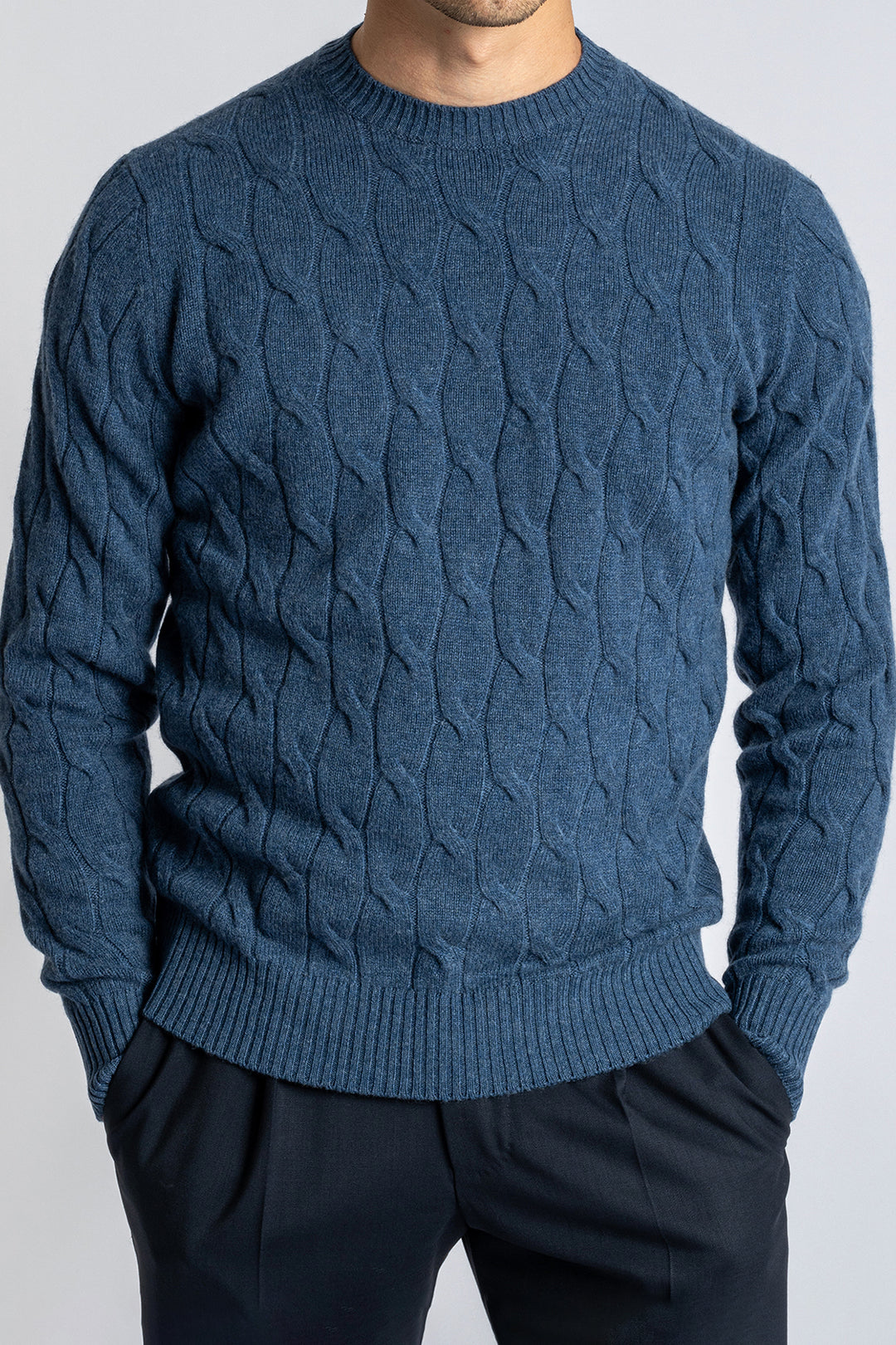 Cable Knitted Sweater LIGHT BLUE