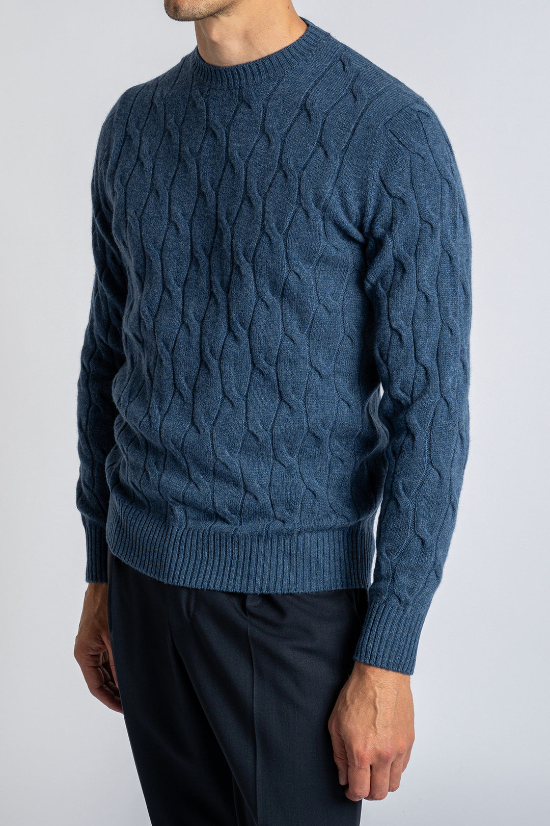 Cable Knitted Sweater LIGHT BLUE