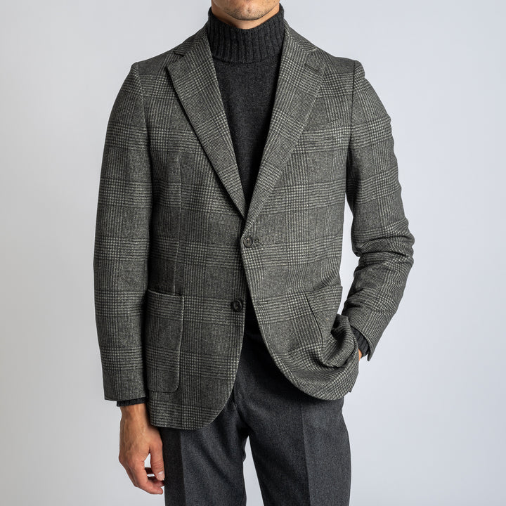 Checked Stretch Blazer Grey