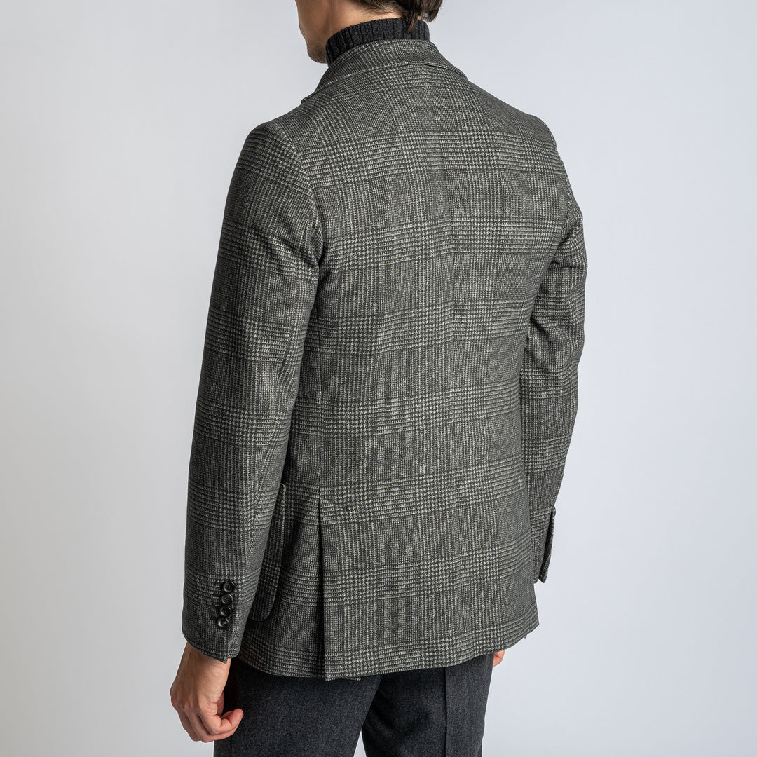 Checked Stretch Blazer Grey