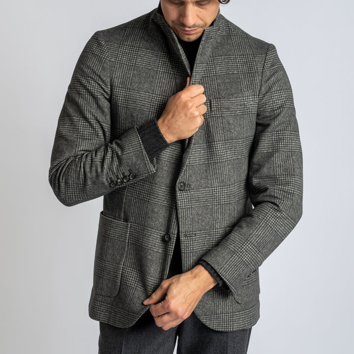 Checked Stretch Blazer Grey