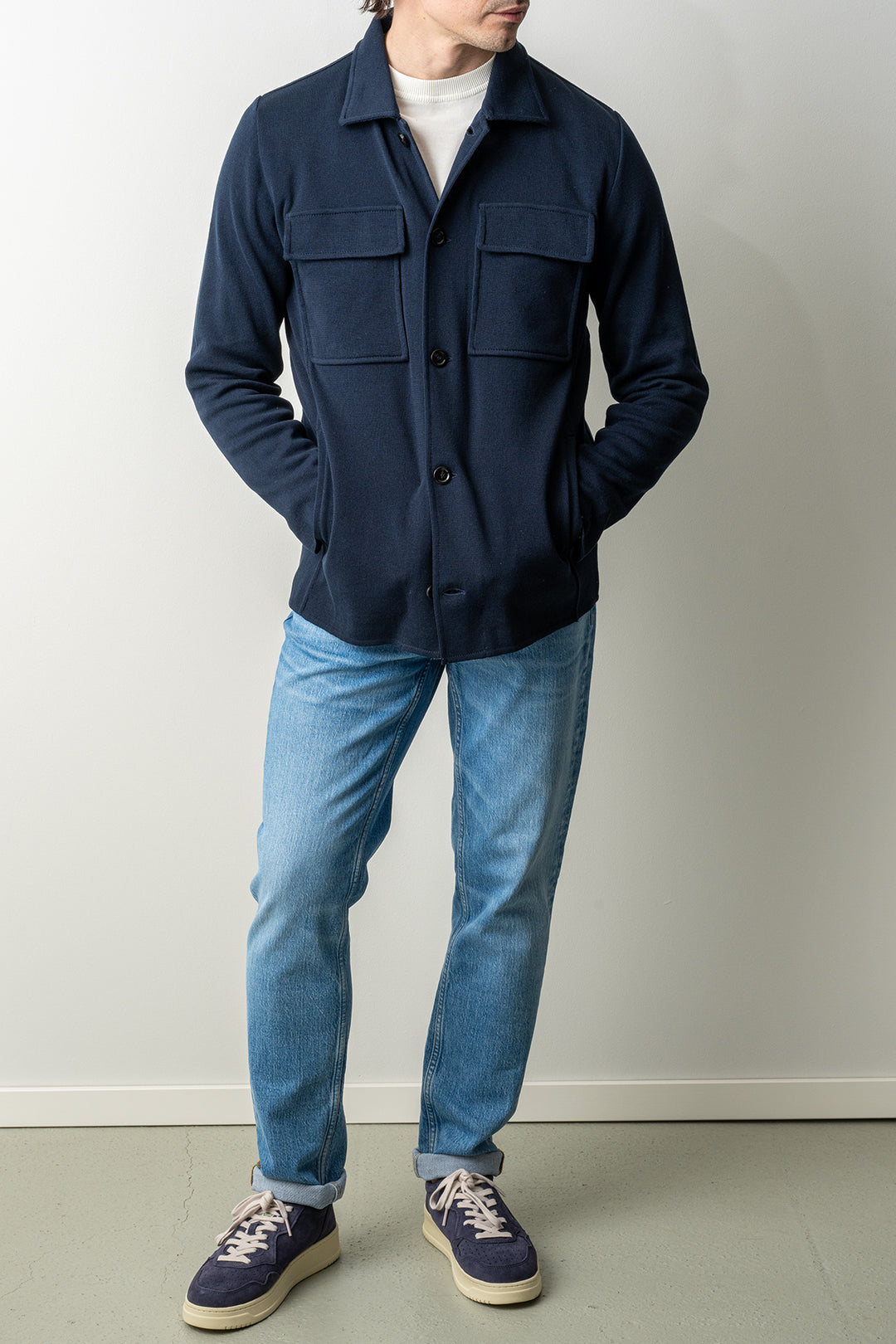 Classic Knitwear Overshirt Navy