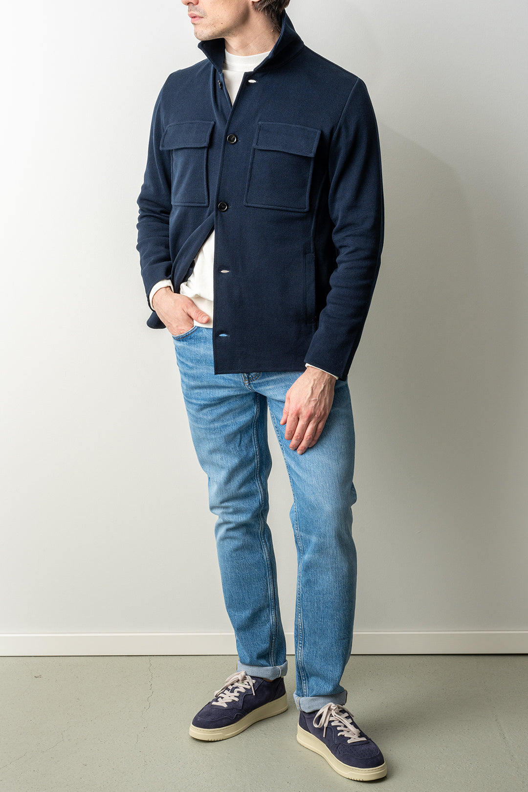 Classic Knitwear Overshirt Navy