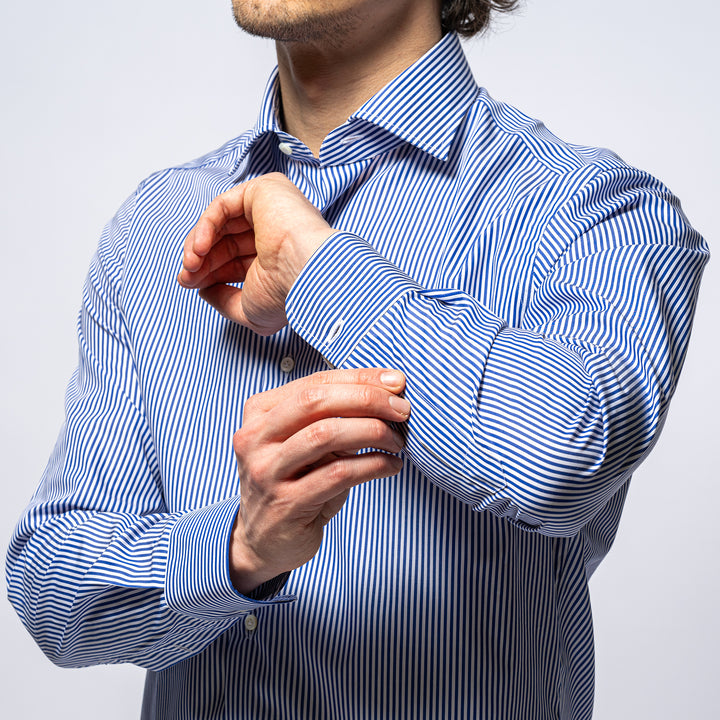 Cotton Business Stripe Regular Fit BLUE