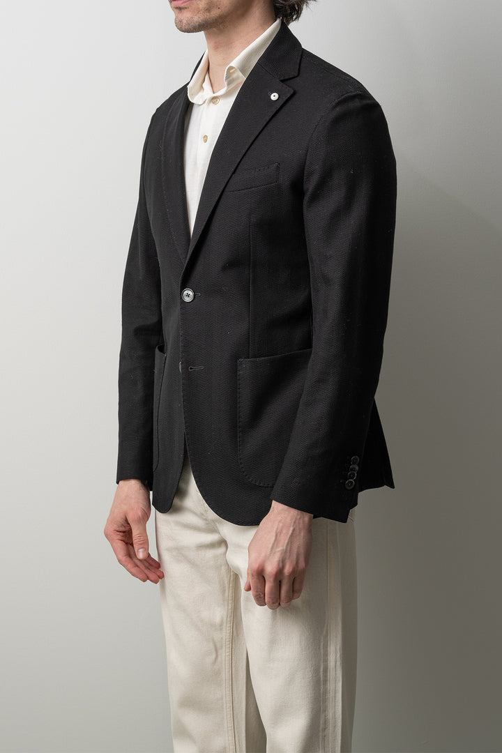Cotton Jersey Knit Blazer Black