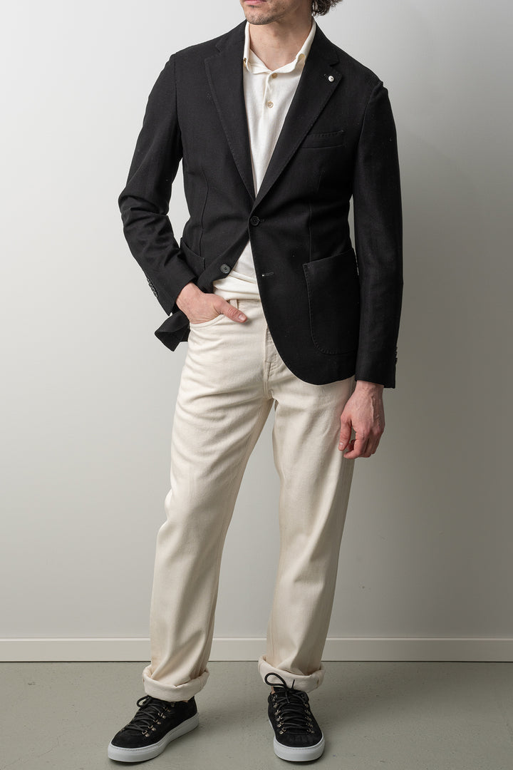 Cotton Jersey Knit Blazer Black