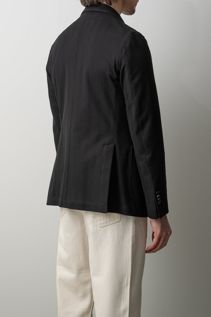 Cotton Jersey Knit Blazer Black