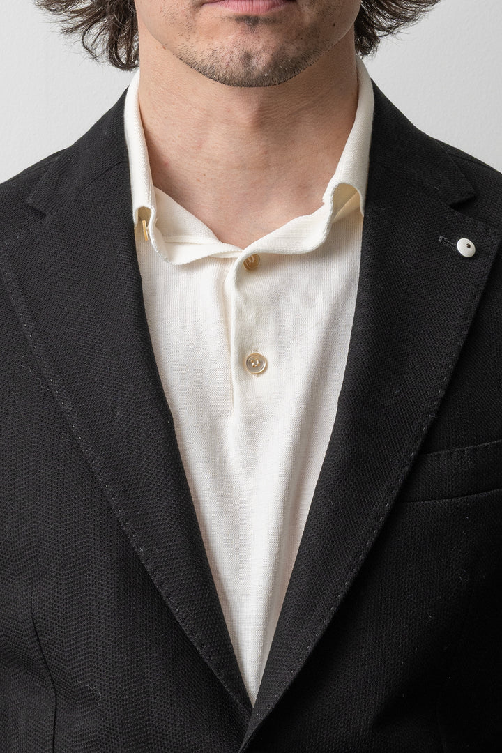 Cotton Jersey Knit Blazer Black