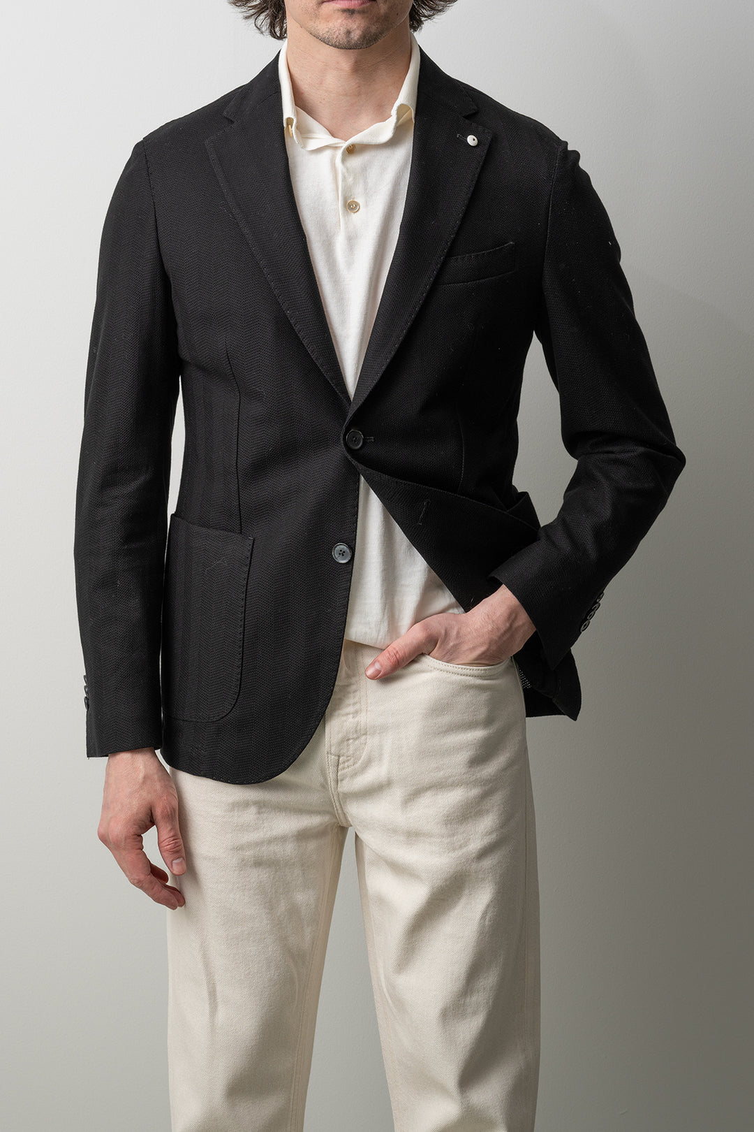 Cotton Jersey Knit Blazer Black