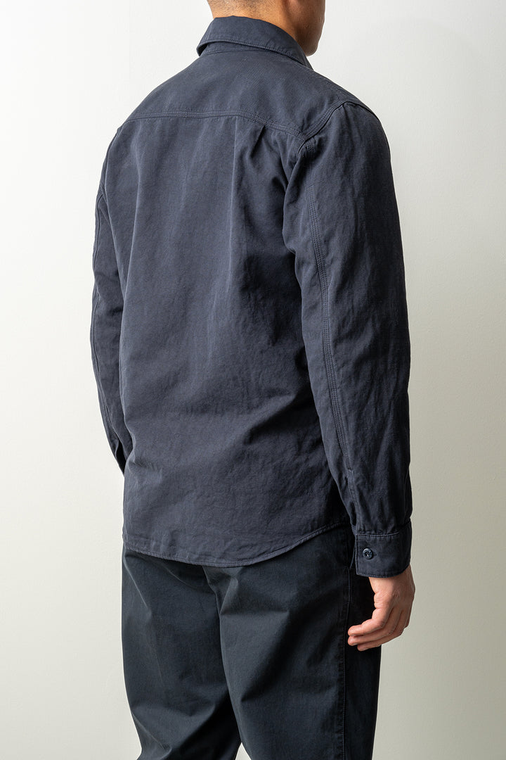 Cotton Linen Canvas Ghost Overshirt 1200012 Navy Blue