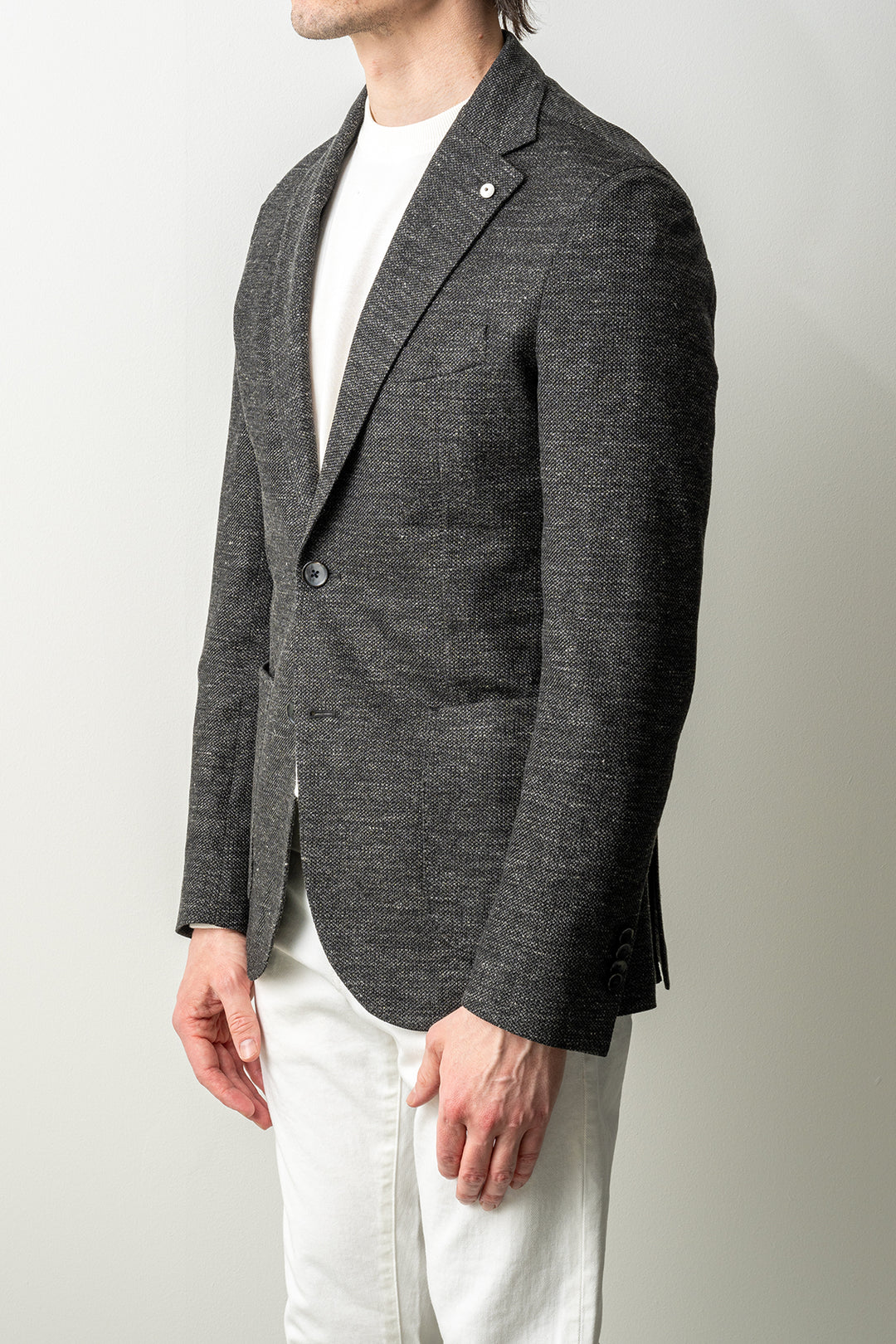 Cotton Linen Jersey Melange Blazer Black