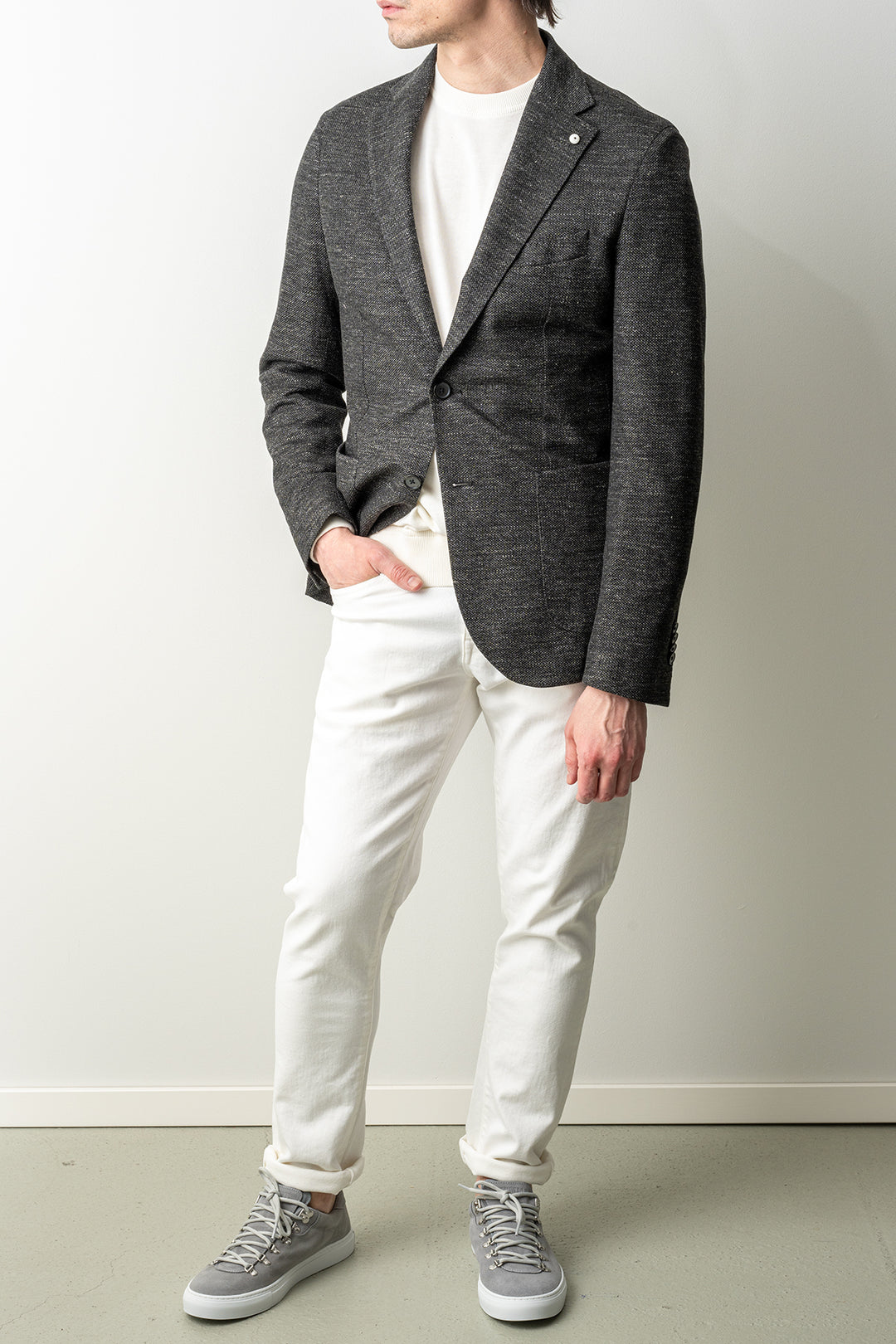 Cotton Linen Jersey Melange Blazer Black