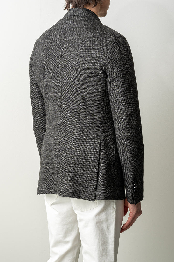 Cotton Linen Jersey Melange Blazer Black