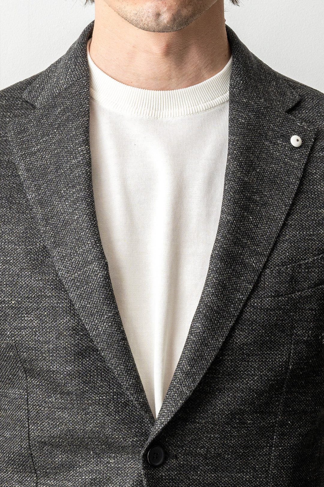Cotton Linen Jersey Melange Blazer Black