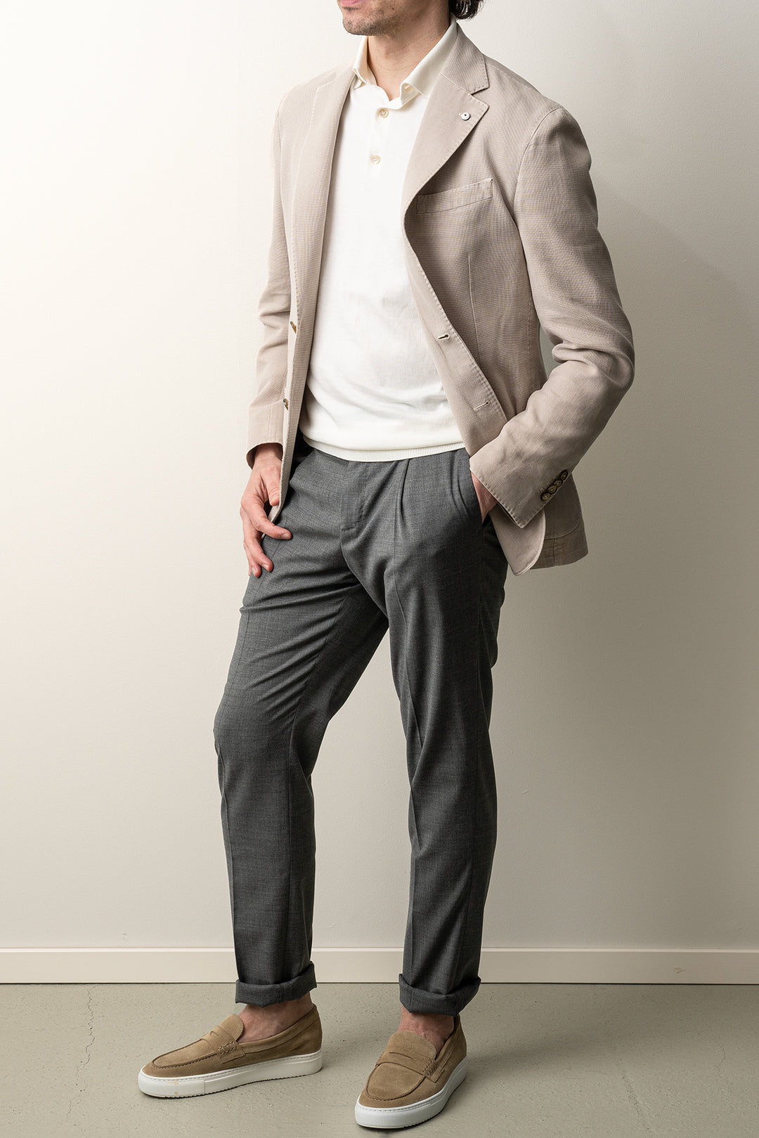 Cotton Ramie Blazer Beige