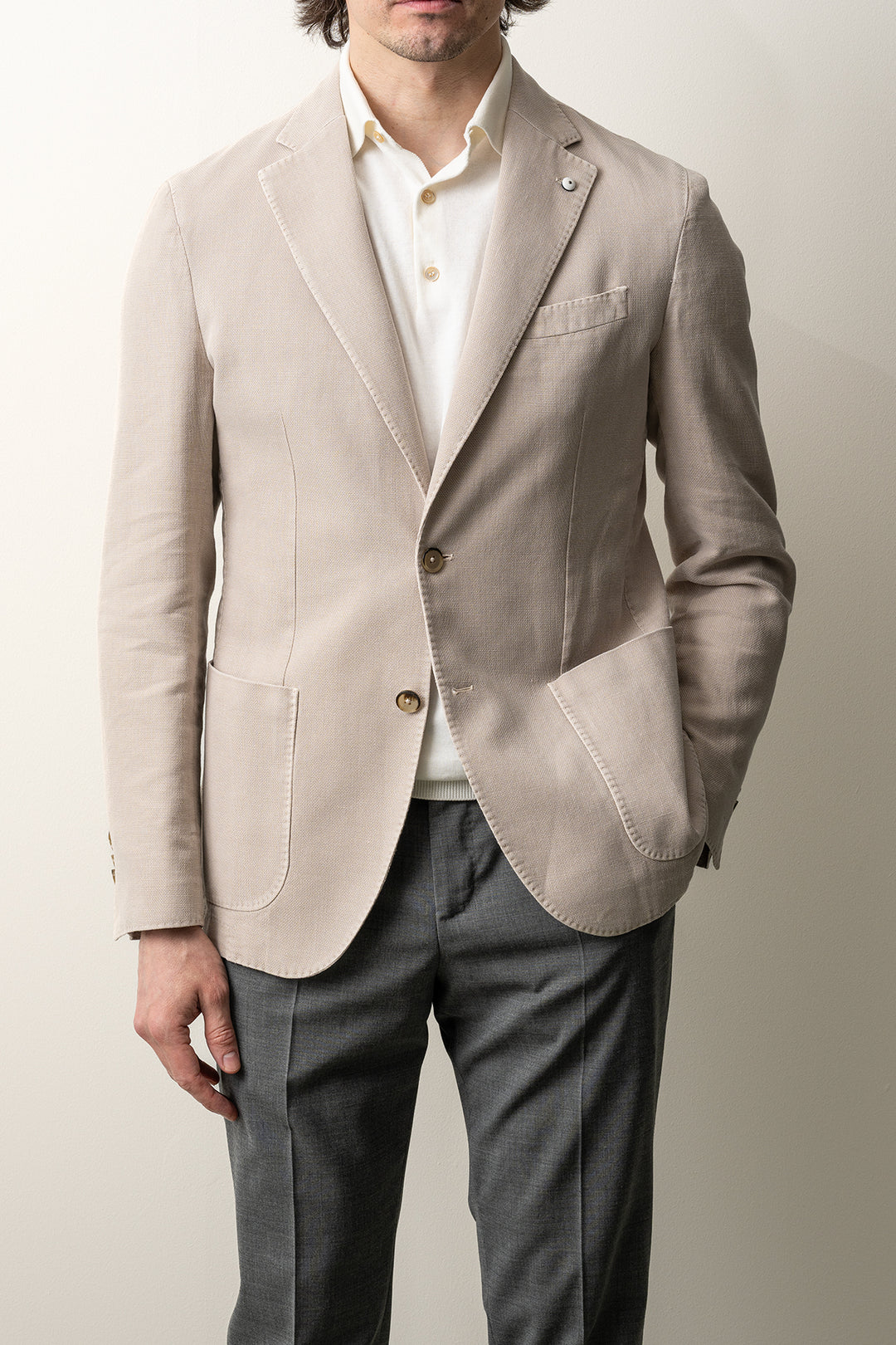 Cotton Ramie Blazer Beige