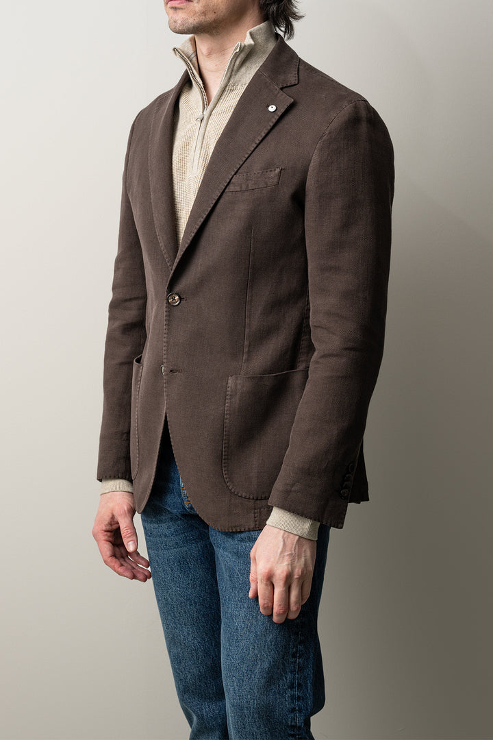 Cotton Ramie Blazer Brown