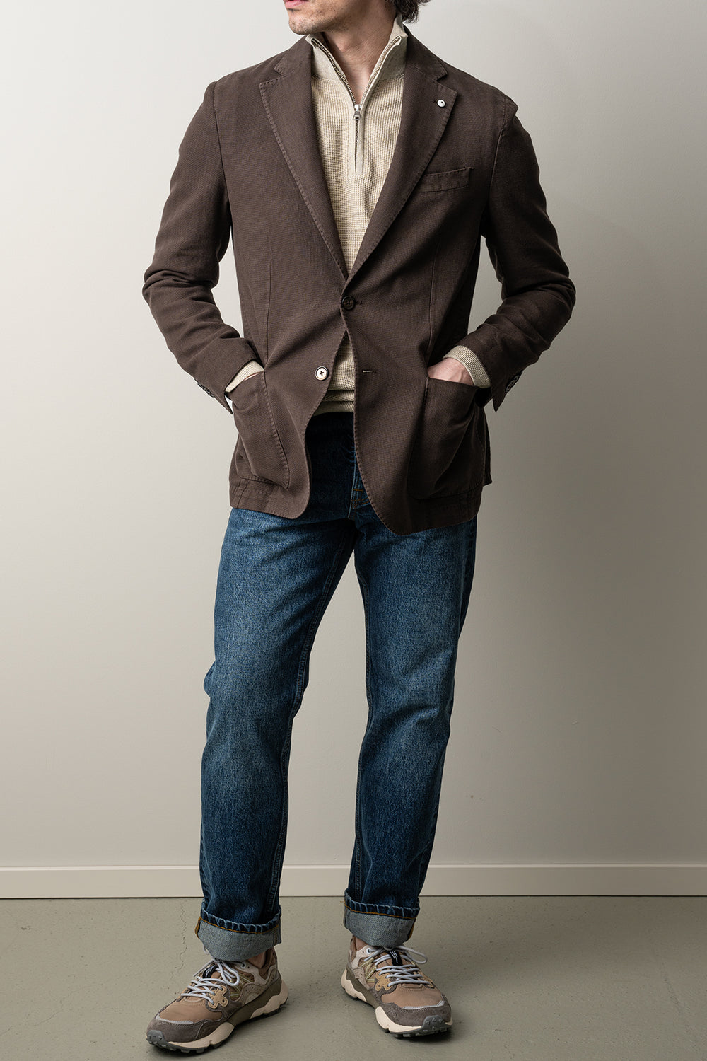Cotton Ramie Blazer Brown