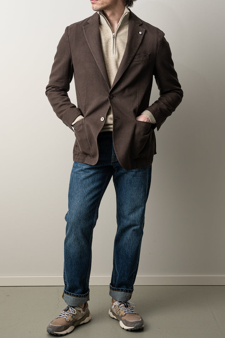 Cotton Ramie Blazer Brown
