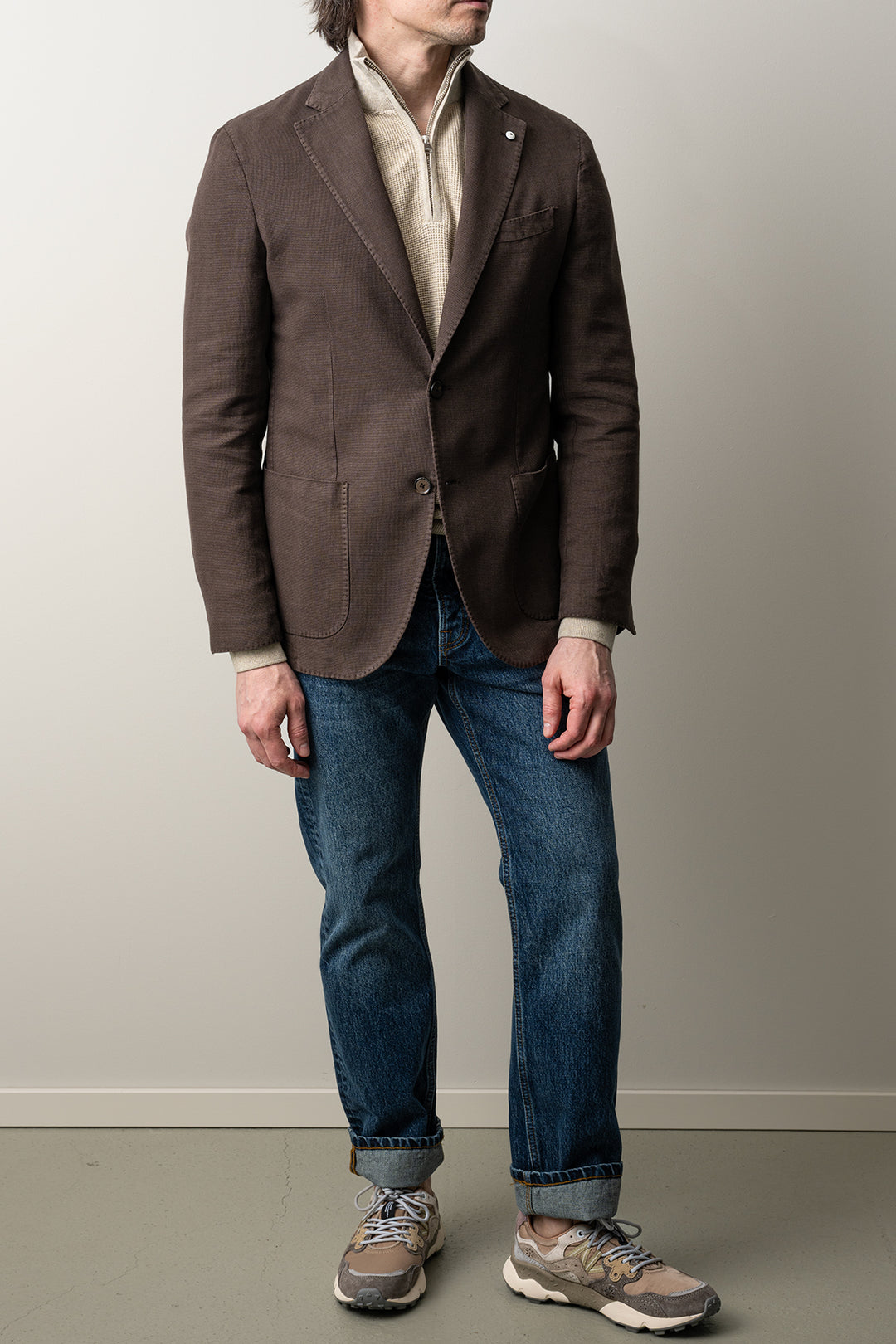 Cotton Ramie Blazer Brown